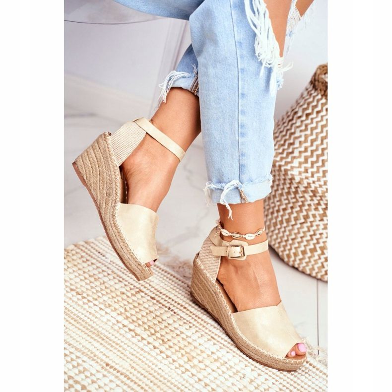 EVE Kvinders sandaler på kile Espadrilles Golden Maritta gylden 2