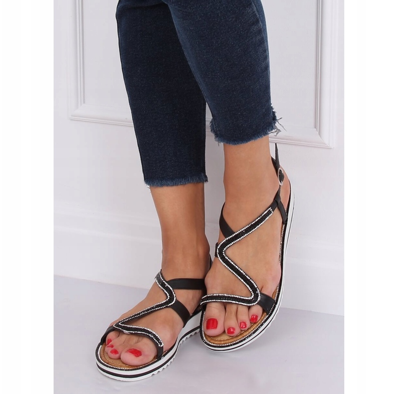 Sort ZY178 Sorte asymmetriske sandaler 2