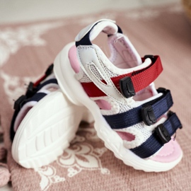 FRROCK Børnesandaler med velcro til piger hvid pink Fima 1