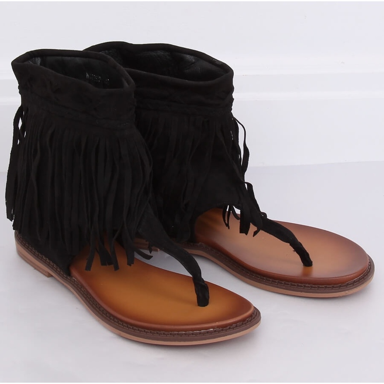 Sorte flip-flops med overdel NS129P Sort 2
