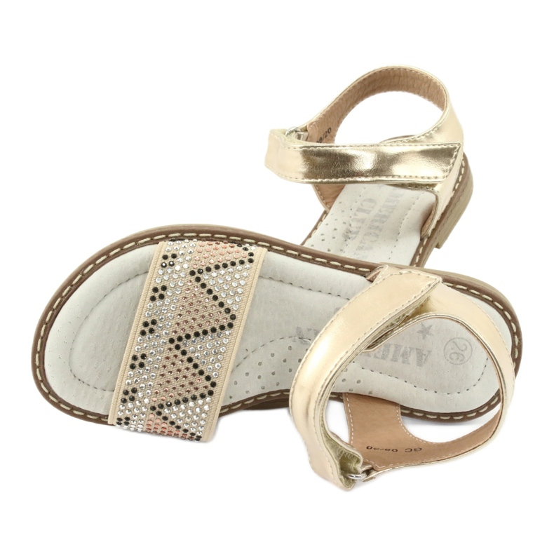 American Club Pigeres guld sandaler med paljetter læderindsats GC08/20 gylden 5