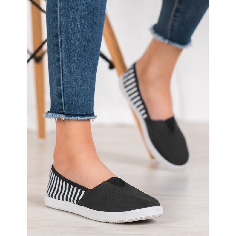 SHELOVET Sorte slipons med stropper 2