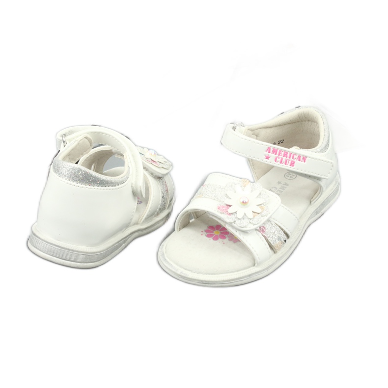 American Club Sandaler piger blomster med en perle xd12/20 hvid 2