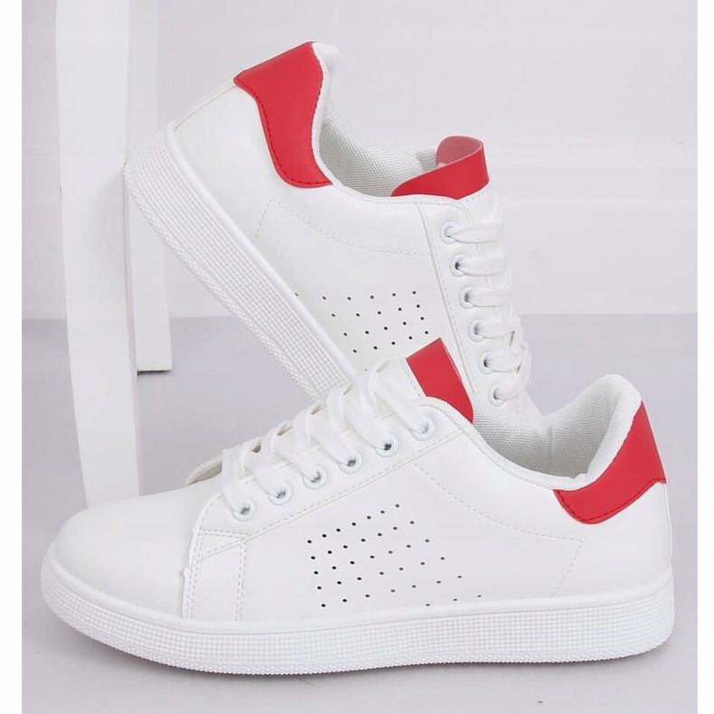 Kvinders hvide og røde sneakers LV101P Rød 1