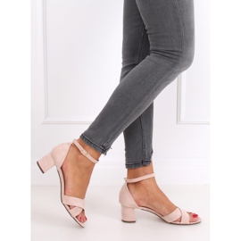 Højhælede sandaler beige og pink F189P Beige brun lyserød 2