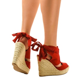 Røde sandaler med espadrilleskiver 77-20 3