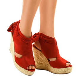 Røde sandaler med espadrilleskiver 77-20 1