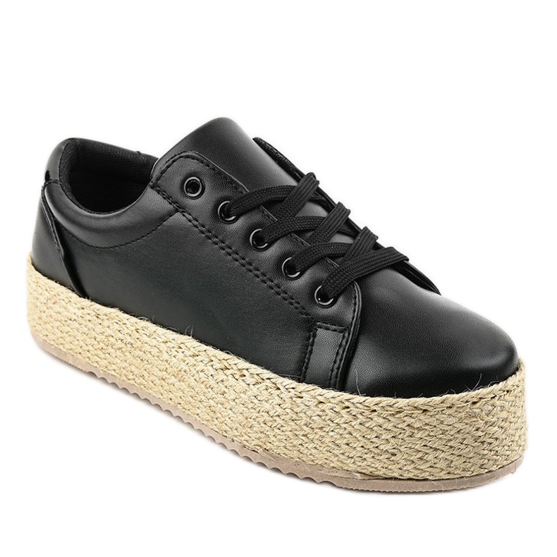 Sort snøret espadriller 6220 1