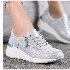 Læder sneakers med VINCEZA lynlås grå 1
