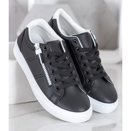 SHELOVET Sorte sneakers med lynlås 1