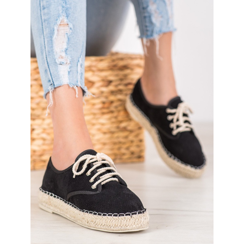 SHELOVET Ruskind Espadrilles sort 1