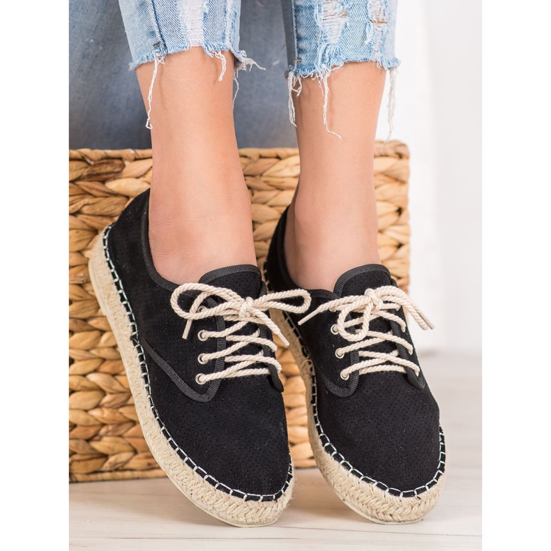 SHELOVET Ruskind Espadrilles sort 2