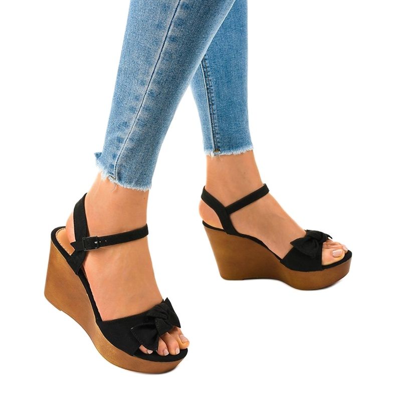 Sort sandal wedge sandaler HY8542 1