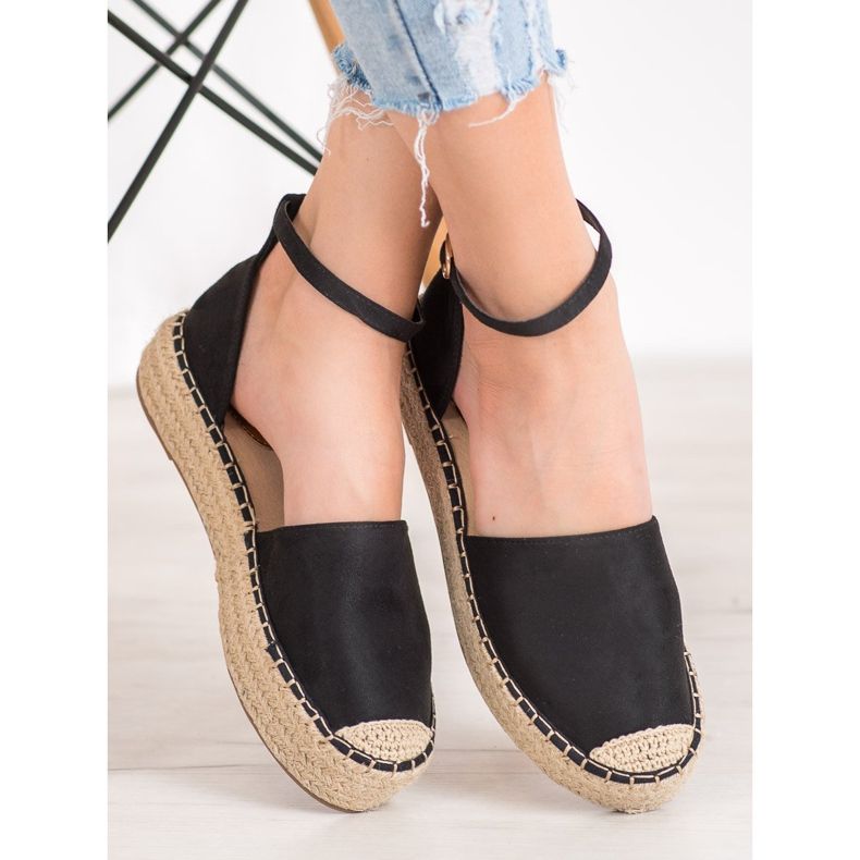 SHELOVET Espadrilles med spænde sort 1