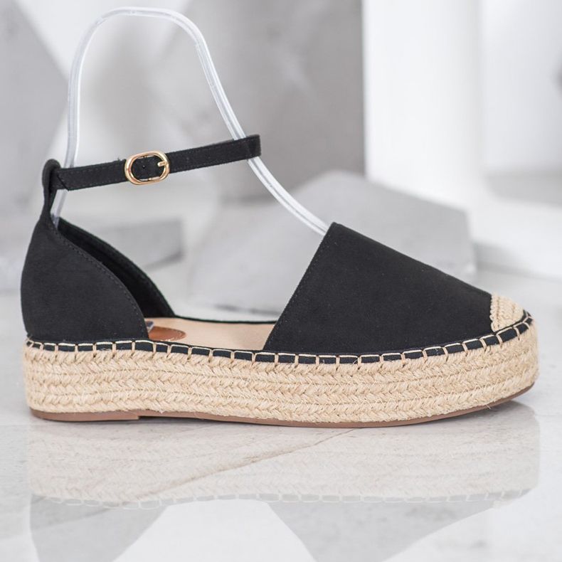 SHELOVET Espadrilles med spænde sort 2