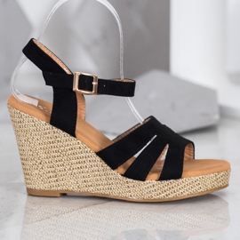Small Swan Klassiske kile sandaler sort 2