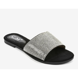 Sorte hjemmesko med cubic zirconias 839-761 grå 1