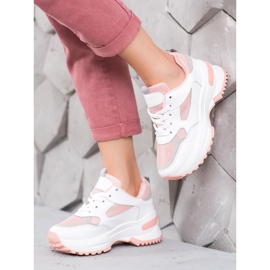 SHELOVET Hvide og lyserøde sneakers 1