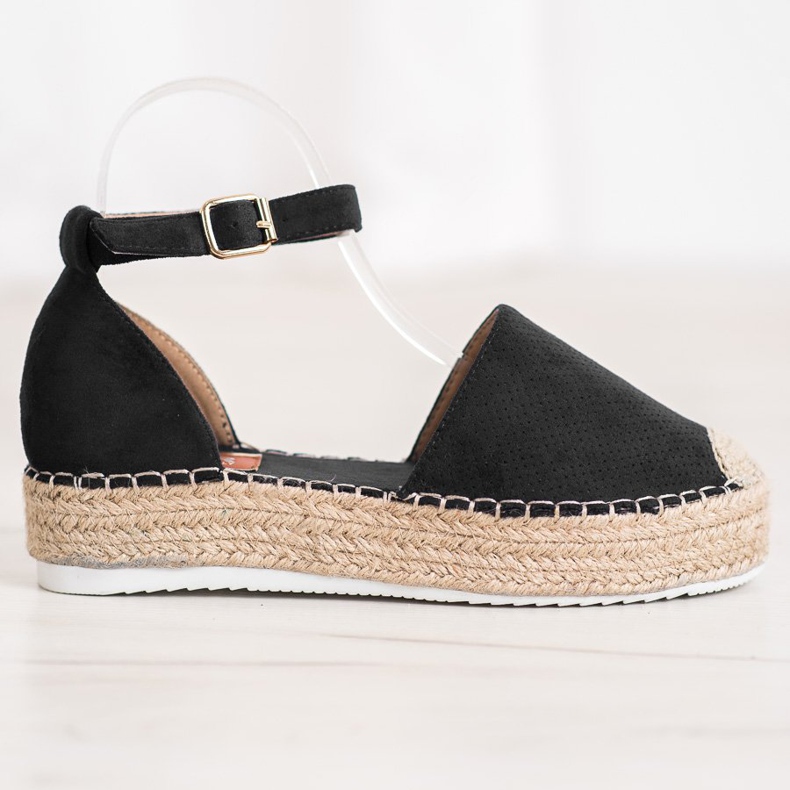 SHELOVET Åbent Espadrilles sort 2