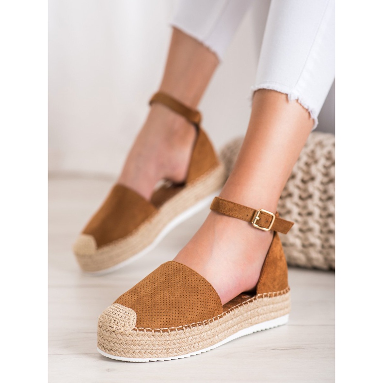 SHELOVET Åbent Espadrilles brun 1