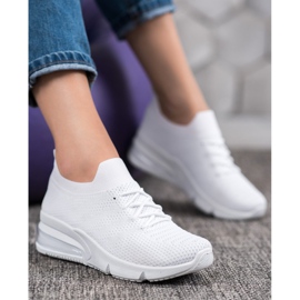SHELOVET Hvide sneakers i tekstil 4