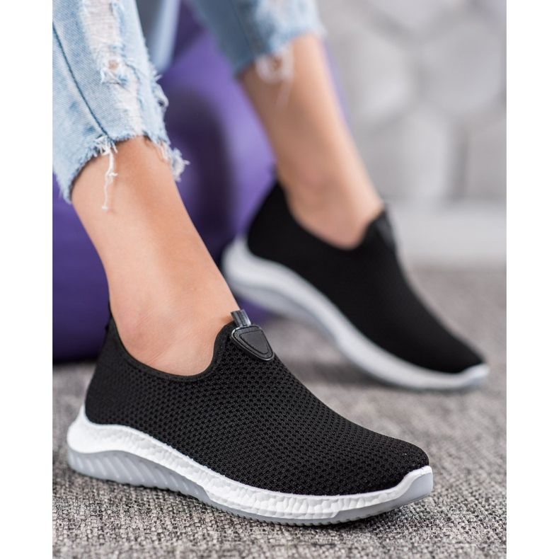 Renda Openwork Slipons på platformen sort 1