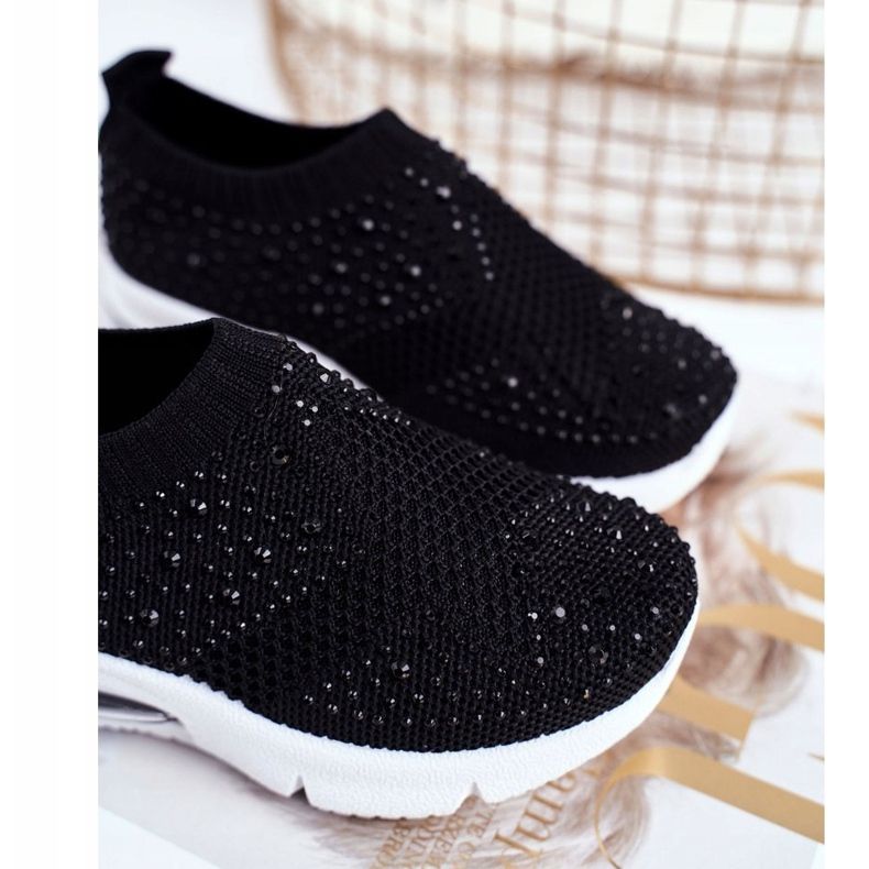FRROCK Sort Linda børns sportssko med cubic zirconia 1