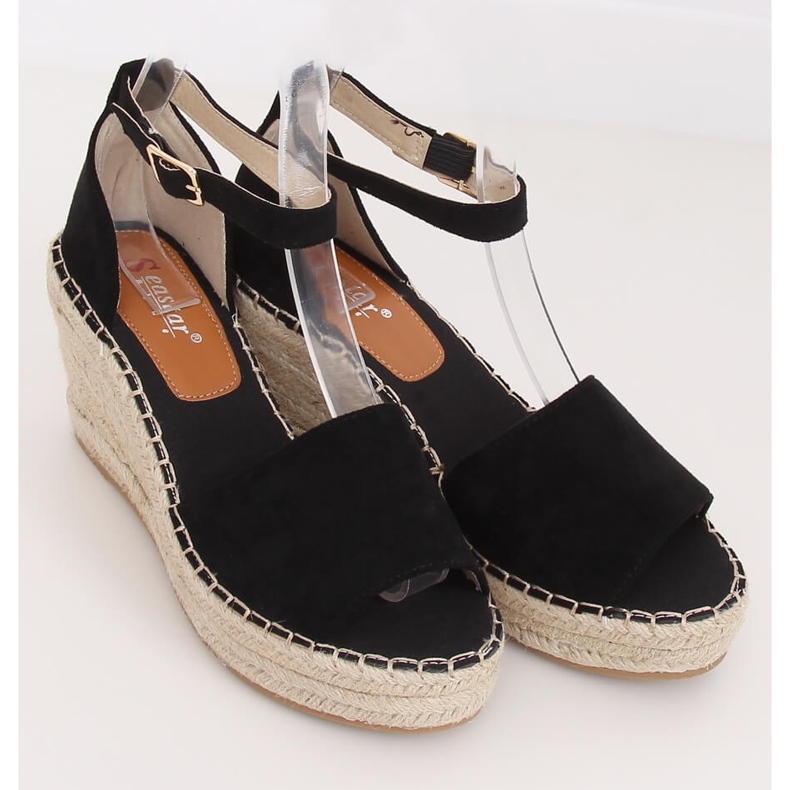 Sort Espadrilles på kiler, sort TU147 Sort 1