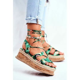 FB2 Kvinders sandaler på korkplatformen Tied Green My Way flerfarvet grøn 1