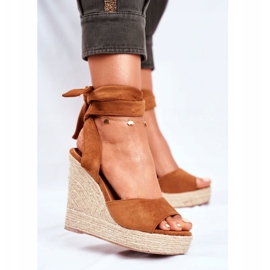 PS1 Kvinders sandaler på kile bundet kamel Belleza brun 1