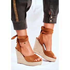 PS1 Kvinders sandaler på kile bundet kamel Belleza brun 2