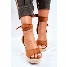PS1 Kvinders sandaler på kile bundet kamel Belleza brun 4