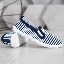 SHELOVET Striped Slip-On sneakers hvid blå 1