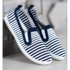 SHELOVET Striped Slip-On sneakers hvid blå 2
