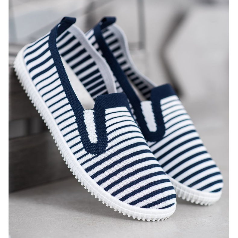 SHELOVET Striped Slip-On sneakers hvid blå 2