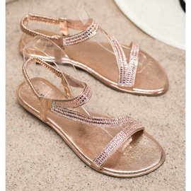 SHELOVET Gyldne sandaler med cubic zirconia gylden 2