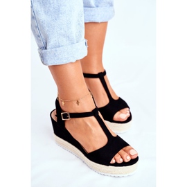 SEA Kvinders sandaler på kile sort papillon 5