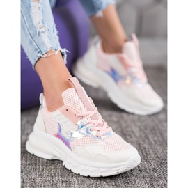 Mannika Moderigtige sneakers med mesh lyserød 1