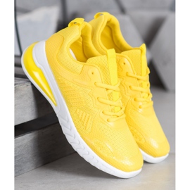 Ideal Shoes Bindede sko med mesh gul 1