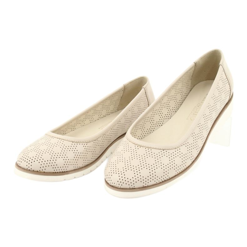 Angello Kvinders åbne værk beige ballerinas1832 2