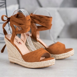 Yes Mile Bindede kile sandaler brun 1