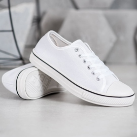 SHELOVET Klassiske bundne sneakers hvid 1