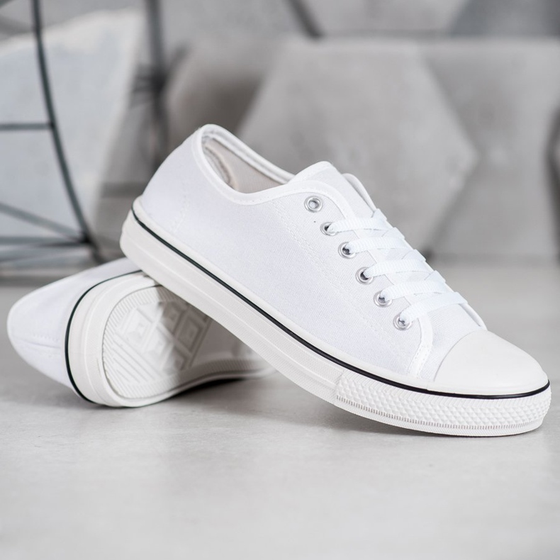 SHELOVET Klassiske bundne sneakers hvid 1