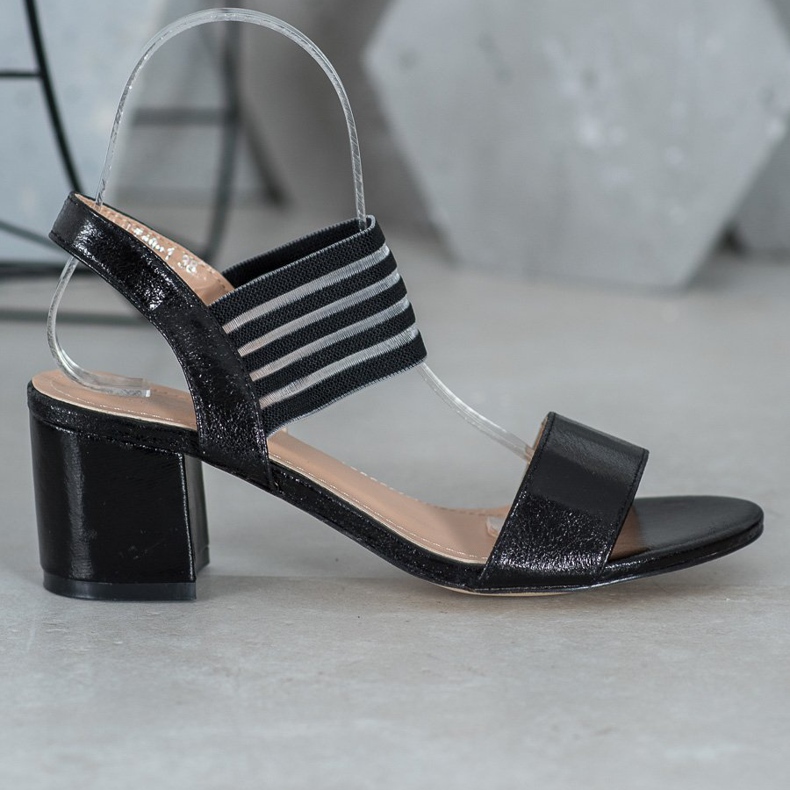 Small Swan Skinnende slip -on sandaler sort 2