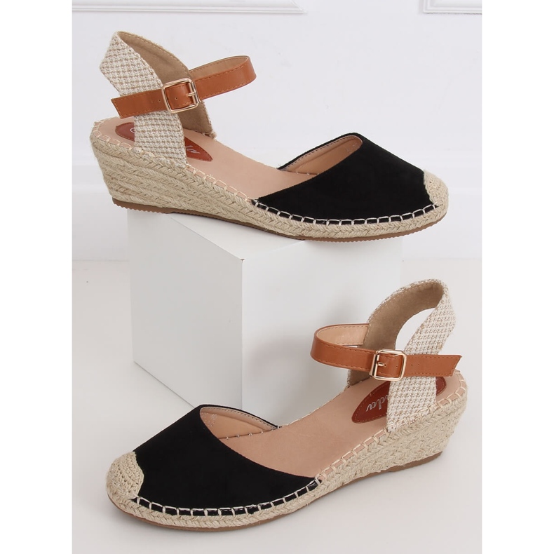 Sort Espadrilles på en kilehæl S-820 Sort 1