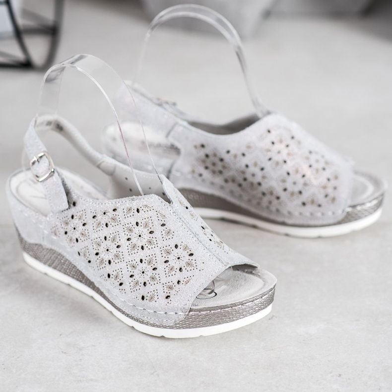 Filippo Læder sandaler med glitter grå 1