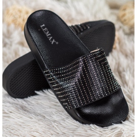 Lemax Sorte hjemmesko med cubic zirconia 1