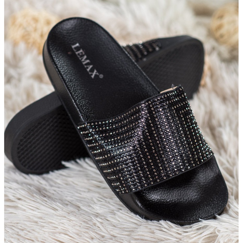 Lemax Sorte hjemmesko med cubic zirconia 1