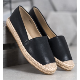 SHELOVET Lette øko-læder espadriller sort 1