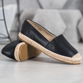 SHELOVET Lette øko-læder espadriller sort 2